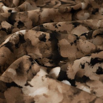 Tissu twill viscose ecovero floral flou brun