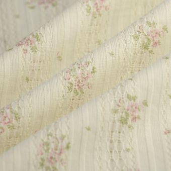 Tissu voile de coton pâquerette rose écru