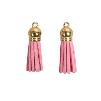 Pompons suédine roses 3.8 cm