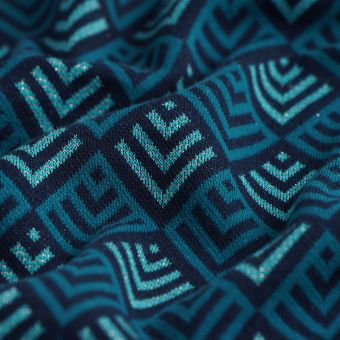 Tissu jacquard coton bio Losanges bleu turquoise - Albstoffe