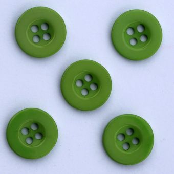 Boutons Unis avec 4 Trous en Resine 13mm - Lot de 10 - Vert