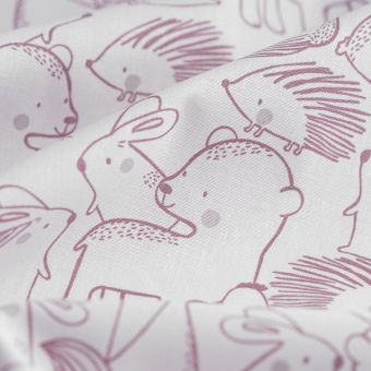 Tissu cretonne animaux gris