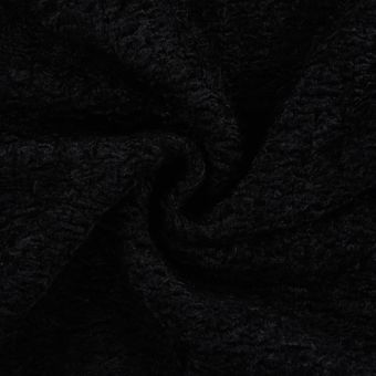 Tissu lainage polyester texturé uni noir - Origine Italie