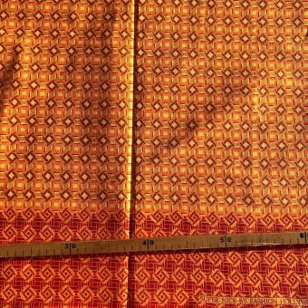 Tissu Wax pailleté orange imprimé Mini-carrés - 50x120cm