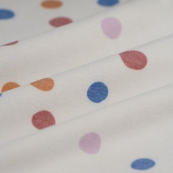 Tissu molleton pois irréguliers multicolore écru