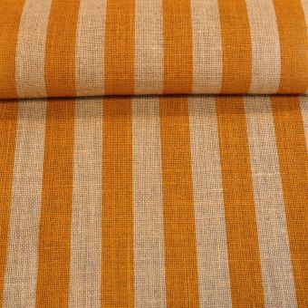 Tissu jute rayure jaune