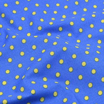 Tissu cretonne imprimé petit pois bleu gauloise 