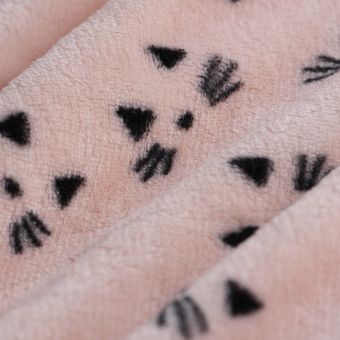 Tissu douillette chat graphic rose