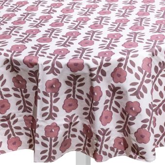 Nappe ronde 160cm médaillons fleurs