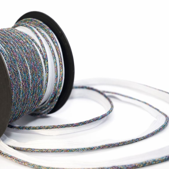 Passepoil lurex base noir irisé diamètre 2.5mm