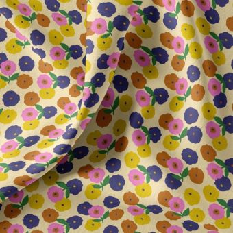 Maille jersey coton imprimée fleur peps multico