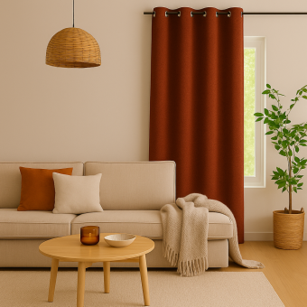 Rideau paddou bouclette roux 140x260