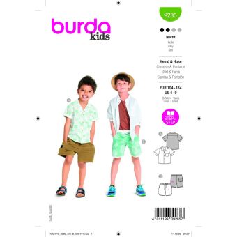 Patron Burda 9285 chemise + short de 4 à 9 ans