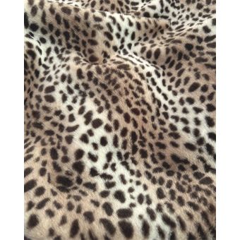 Tissu Fausse Fourrure Poil Court Guépard Beige