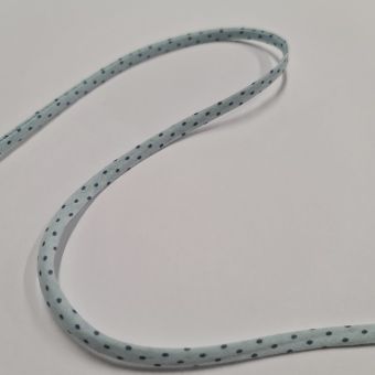 Cordon spaghetti 7 mm bleu clair pois