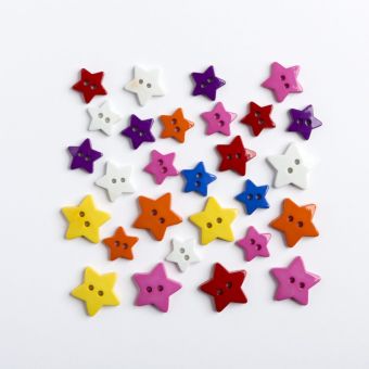 Sachet boutons fantaisie étoiles multicolores