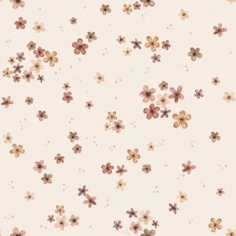 Tissu Impermeable Fleurs Petite Prairie Vanille, coupon 1m x laize (155cm)