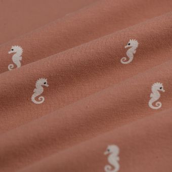 Tissu jersey coton elasthanne hippocampe rose
