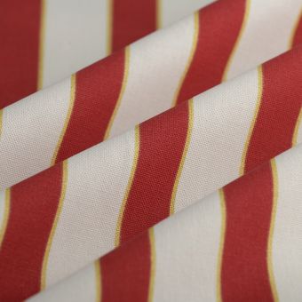 Tissu bachette de Noël rayures rouge écru or 