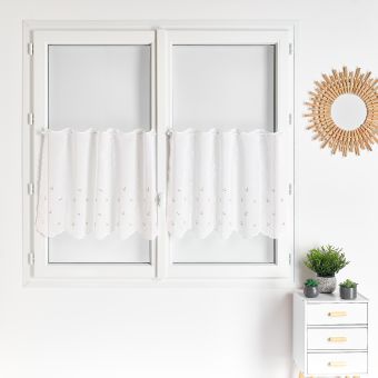 Brise bise fleurs brodées - Laize : 60 cm