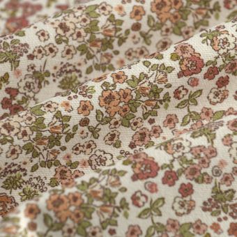 Tissu bachette mini fleurs serties rose