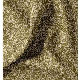 Tissu enduit arabesque fleuri vert