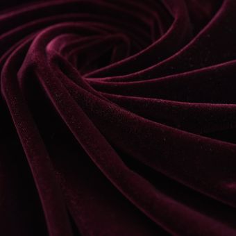 Tissu Velours maille uni brillant prune