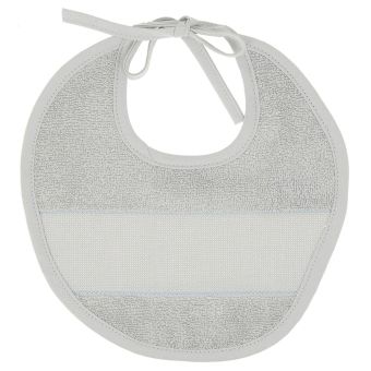 Bavoir rond à broder gris