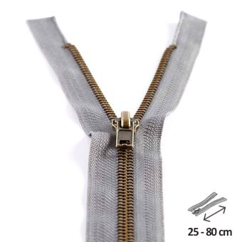 Fermeture laiton séparable n°5 - 80 cm Gris