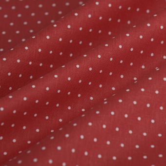 Tissu cretonne petit pois blanc rouge 