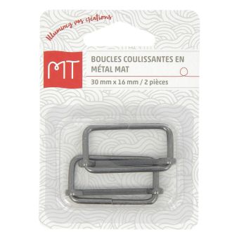 Boucles coulissantes en métal 30 mm nickel mat