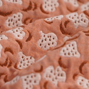 Tissu jacquard polyester recyclé floral rose