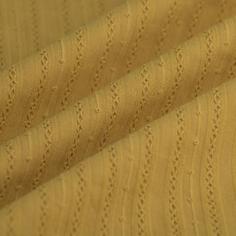 Tissu popeline coton brodé uni safran