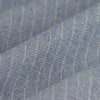 Tissu sergé denim rayures bleu clair