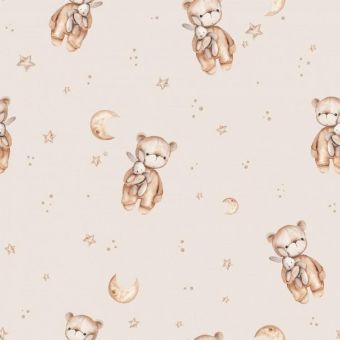 Tissu French Terry Petit Ourson Doudou, coupon 1m x laize (145cm)