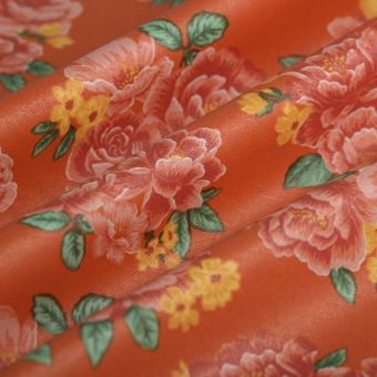 Tissu cretonne enduite Hacienda rouge