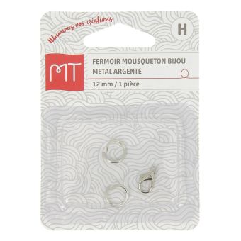 Fermoir mousqueton argenté pour bijou 12 mm
