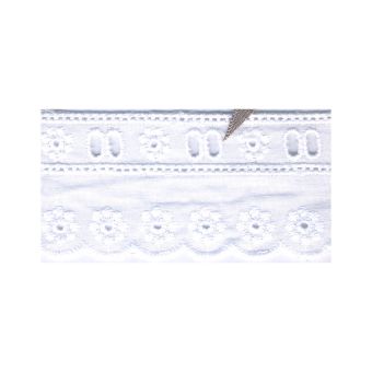 Broderie anglaise passant ruban blanc 40mm