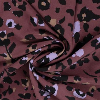 Tissu twill viscose léopard prune