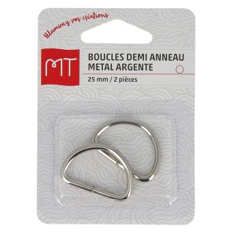 Boucles demi-anneaux argentées 25 mm 