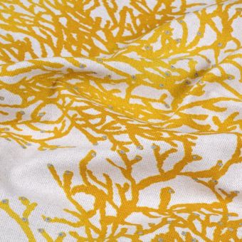 Tissu bachette lourde imprimé fond marin calédonie jaune