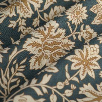 Tissu bachette lin coton Nimois bleu moutarde