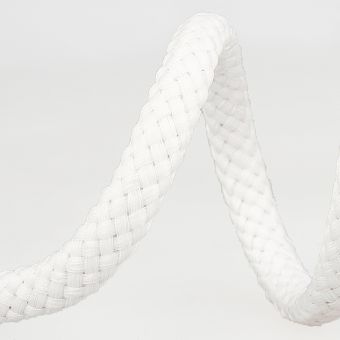 Cordon tressé tubulaire polyester blanc 8mm