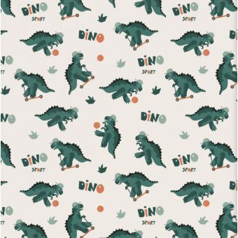 Tissu Softshell Dinosaure Trottinette, coupon 1m x laize (145cm)