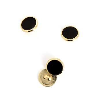 Boutons à queue noir contour doré 15 mm  