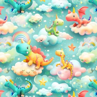 Tissu Softshell Dinosaure 3d Couleurs, coupon 1m x laize (145cm)