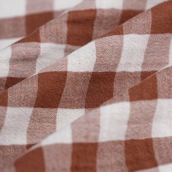 Tissu draps double gaze vichy brique