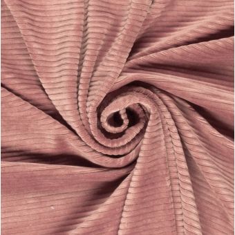 Maille jersey velours côtelée stretch coton rose