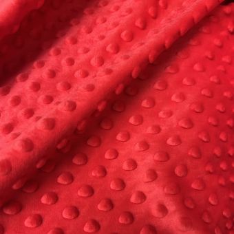 Tissu polaire minky Minnie pois uni rouge