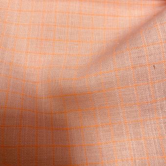 Tissu coton mini carreaux rose et orange fluo